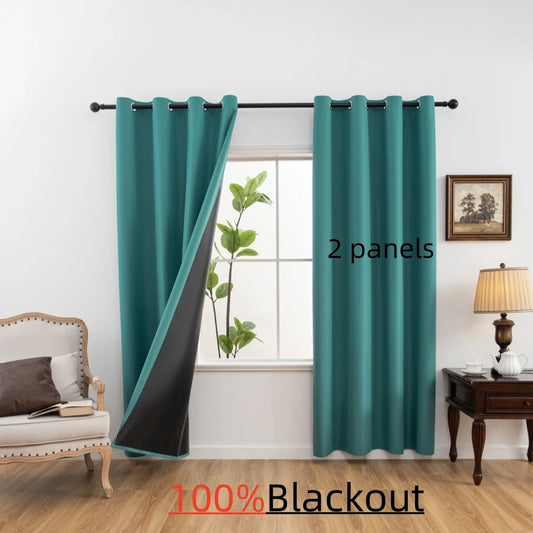 2pcs Solid 100% Blackout Curtain - Curtains for Bedroom and Living Room - UV Protection, Easy Sliding, and Stylish Design by PDG ibma
