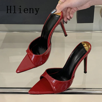 Hlieny 2026 Summer Fashion Stiletto Heels Women Pointed Toe Slippers Banquet Dress Sandals Party Wedding Mule Slides Shoes
