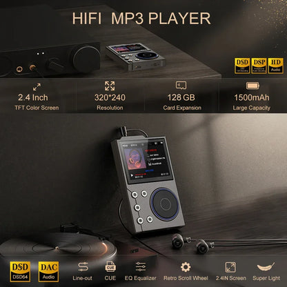 Hi-Fi Digital Audio MP3 Player Lossless DSD High Definition Portable MP3 Music Player Built-in 16GB Walkman Supports 20 Language