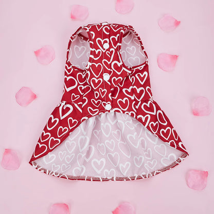 Valentines Day Pet Clothes Hearts Dog Valentines Outfit Bowknot Red Tulle Dog Dress with for Small  Dogs Cat Girl