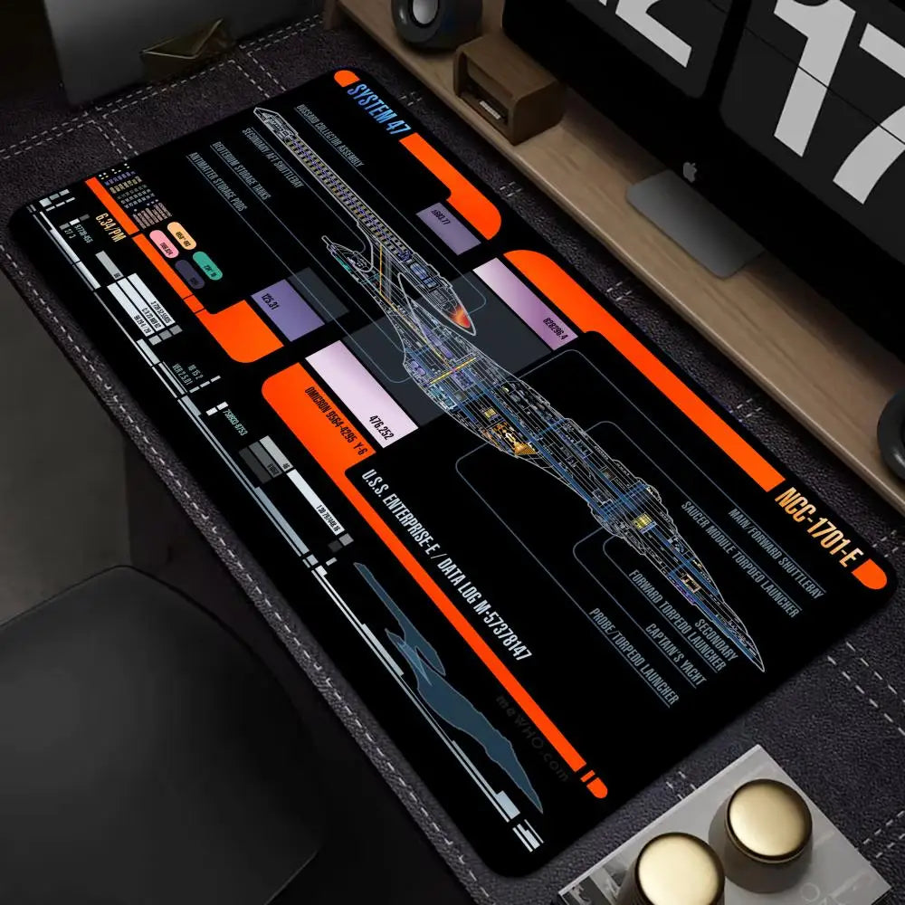 Starship Blueprint Pad Desk Pad Mouse Pad Gamer Computer Cabinet Star Trek Game Office Keyboard Animation XXL Large Desk Pad