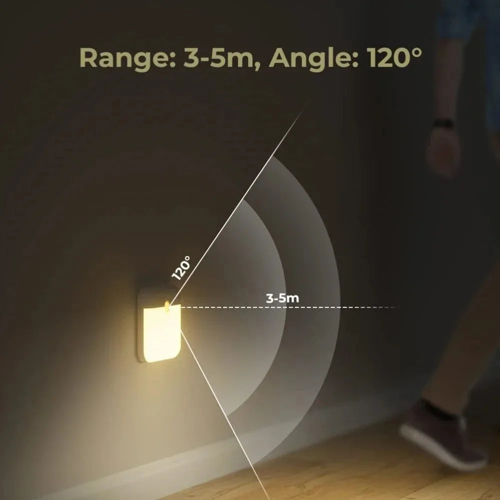 PIR Motion Sensor LED Night Light USB Rechargeable Withswitch Night Lamp for Bedroom Kitchen Cabinet Light Wireless Closet Light