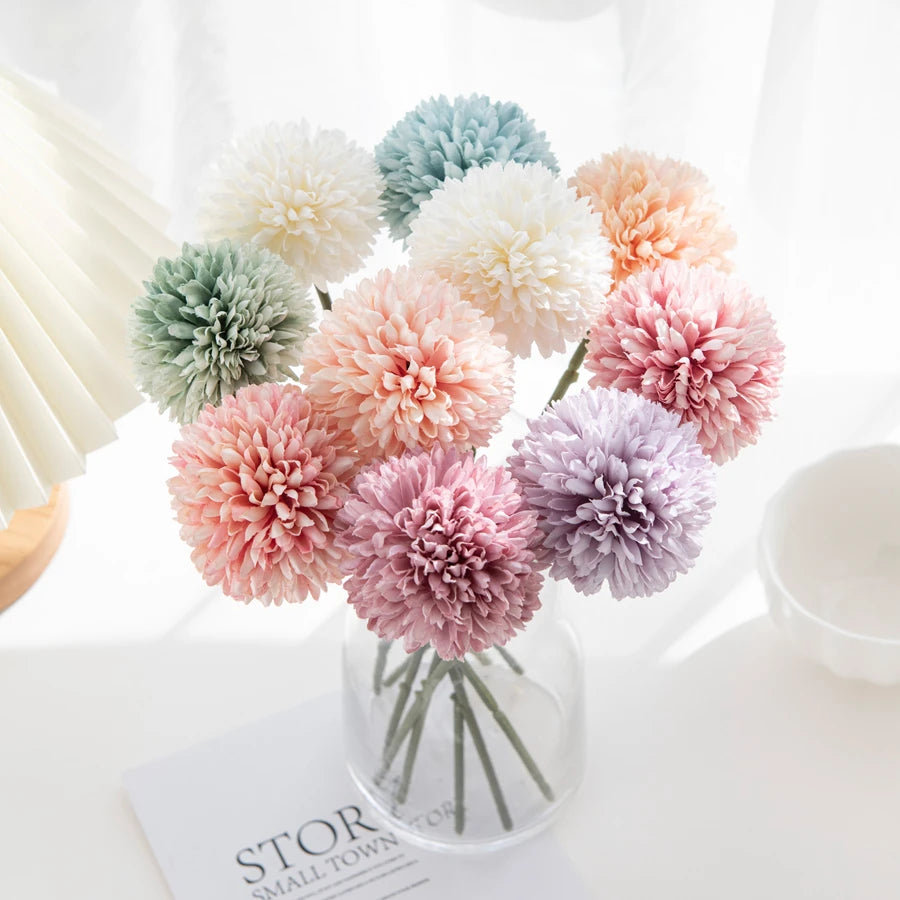 3/5PCS Silk Hydrangea Pompon Home Decor Scrapbooking Wedding Festival Wreath Bridal Accessories Clearance Artificial Flowers Diy
