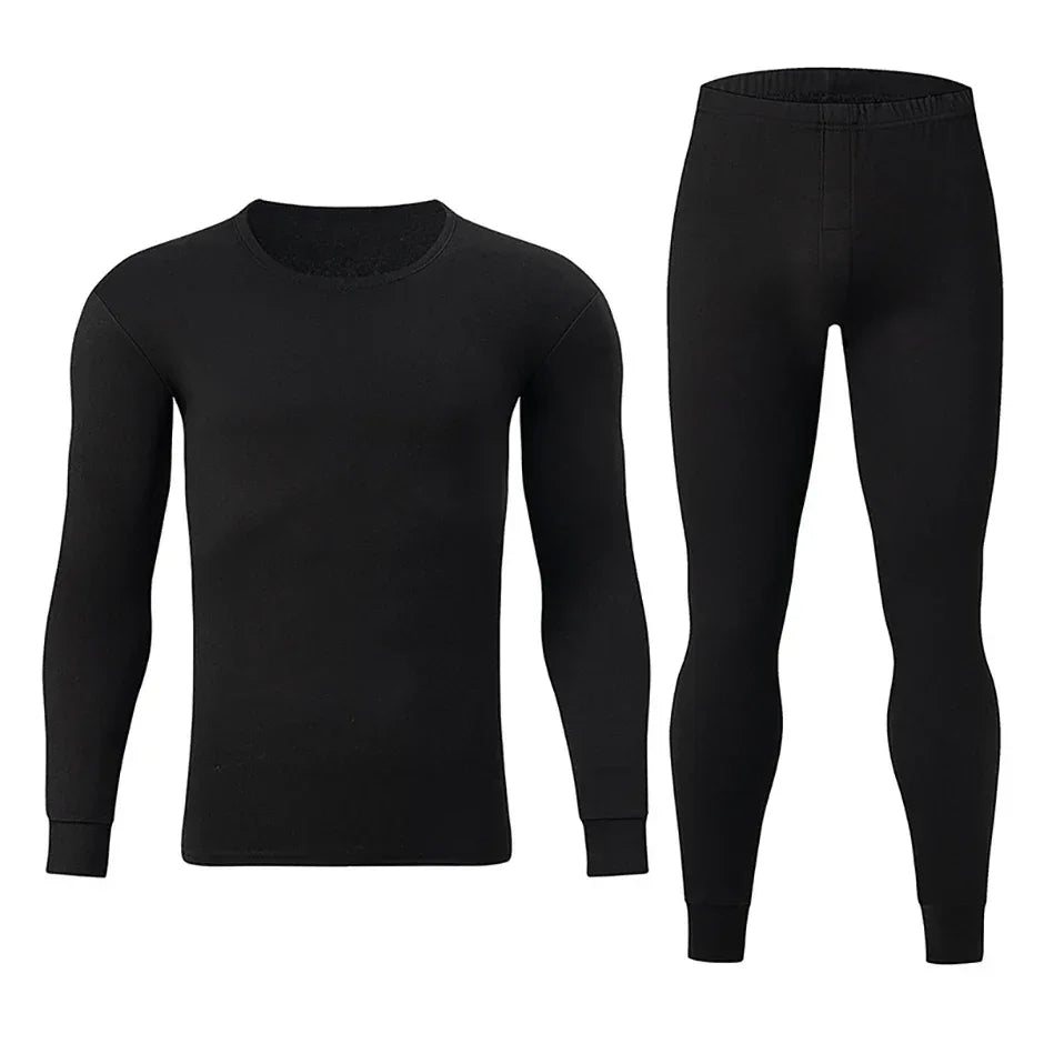 2-piece Autumn And Winter Men's Solid Color Simple and Versatile Round Neck Warm Underwear Set Comfortable Youth Home Clothes