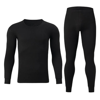 2-piece Autumn And Winter Men's Solid Color Simple and Versatile Round Neck Warm Underwear Set Comfortable Youth Home Clothes