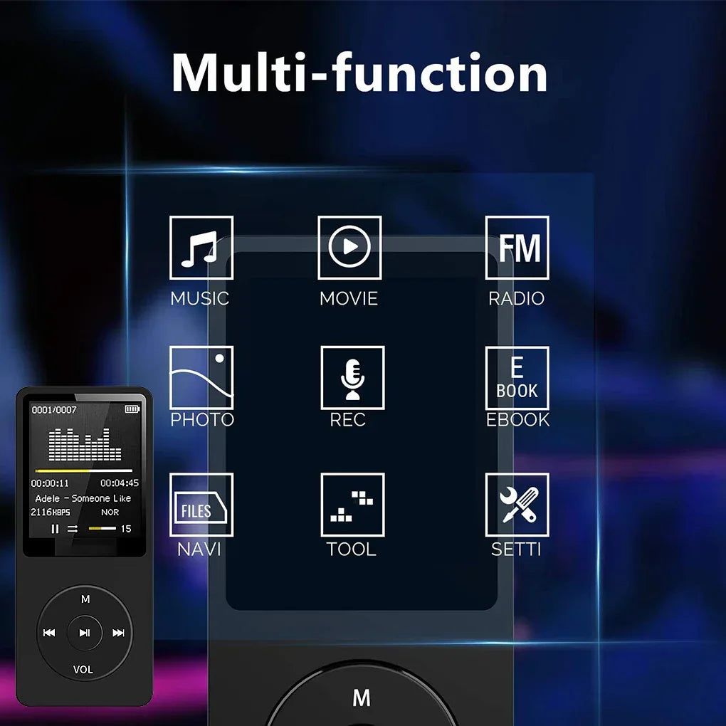 Portable MP3 Player USB Charging Record Digital Display Screen Media Lossless Portable Pocket Sports Running Walking Music Play