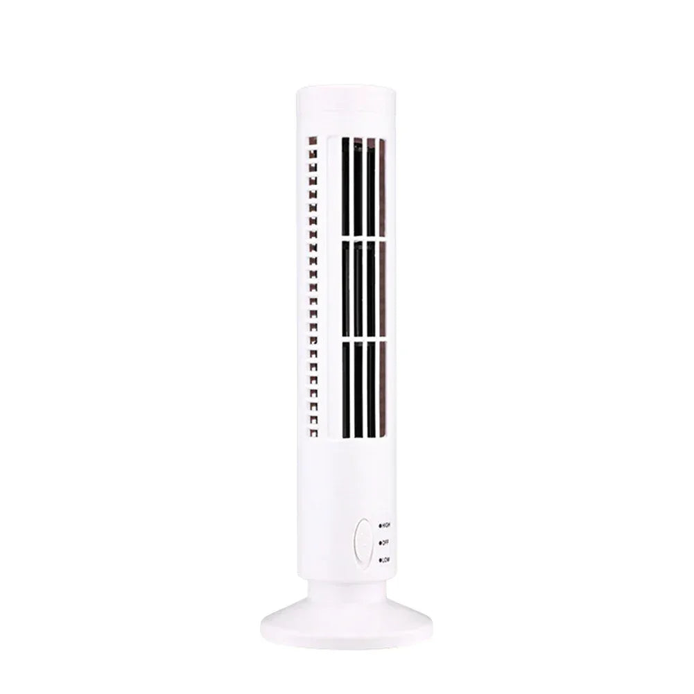 LED Tower Fan Mini Vertical Conditioner 2 Gear Speed No Leaf Air Conditioner Portable Electric Floor Fan for Home Office
