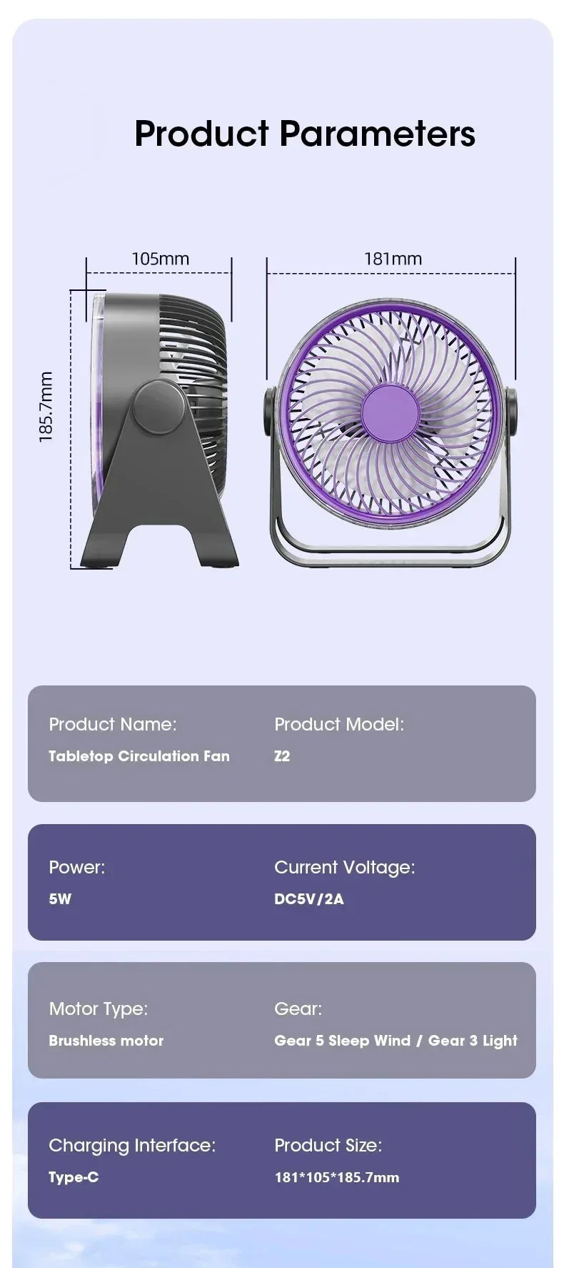 5-Speed Adjustable Multifunctional Electric Fan Circulator Portable Quiet Home Ventilator Desktop Wall Ceiling Fan Air Cooler