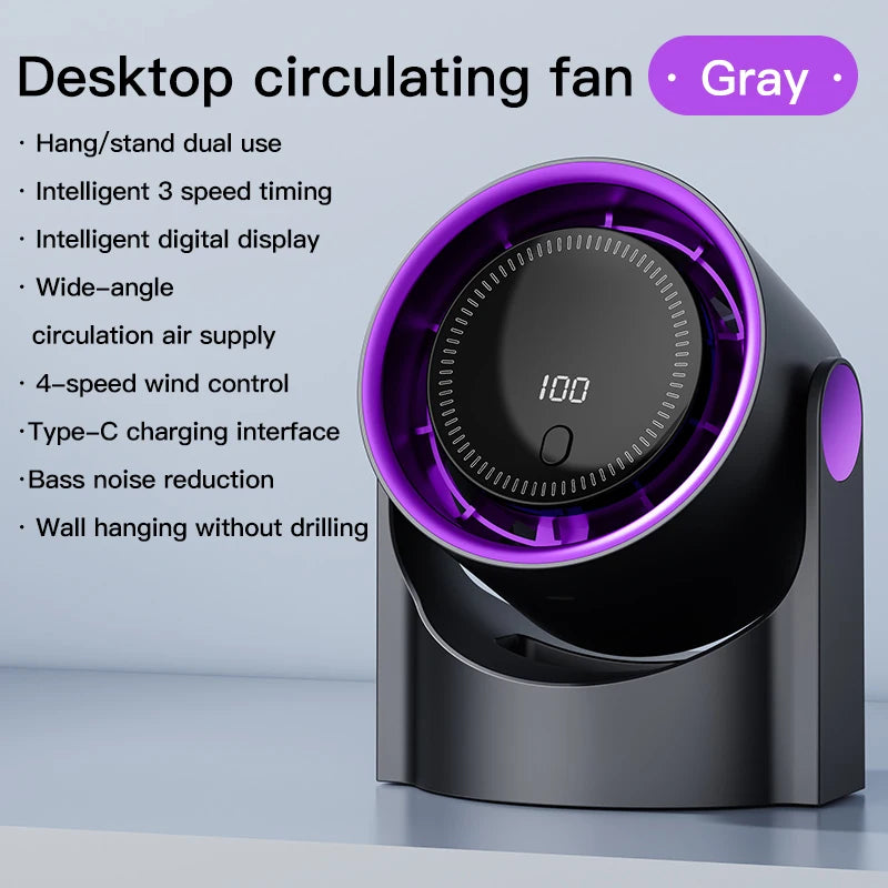 Mini Desktop Circulating Fan 4 Speed Wind Control Electric High-speed Fan USB Rechargeable Mini Circulating Cooling Fan