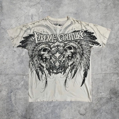 Y2K Xtreme T Shirt Man's Clothing Skeleton Printing Tops Harajuku Fashion Trend Baggy Men And Women Short Sleeves