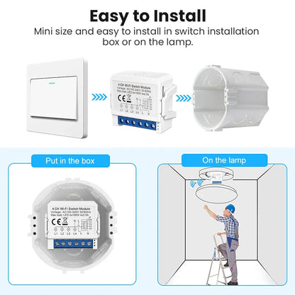 AVATTO WiFi Smart Light Switch Module，1/2/3/4 Gang DIY Breaker Neutral Wire Control Works With Tuya Alexa, Google Home