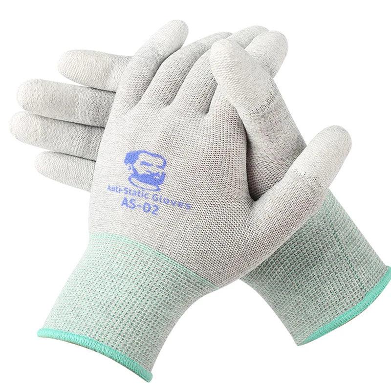 MECHANIC AS-02 Anti-static Gloves PU Coating Fibre Non-Slip Electricity Proof For Electronic Work Protective Gloves L/M size