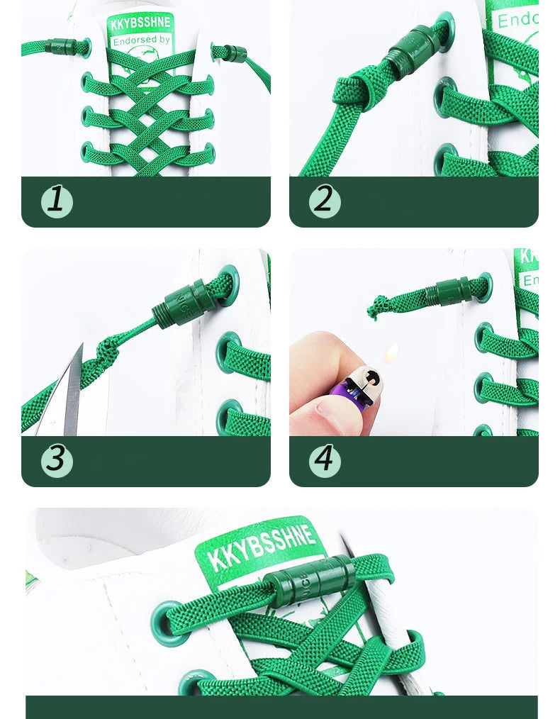 Elastic Laces Sneakers No Tie Shoe laces Colorful Capsule Lock Shoelaces Without ties Kids Adult 0.6cm Flat Shoelace 1Pair/2Pair