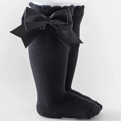 Winter Autumn Kids Knee High Socks Baby Girls Cotton Socks Big Bow Soft Toddlers Princess Children Long Socken For 0-5Years