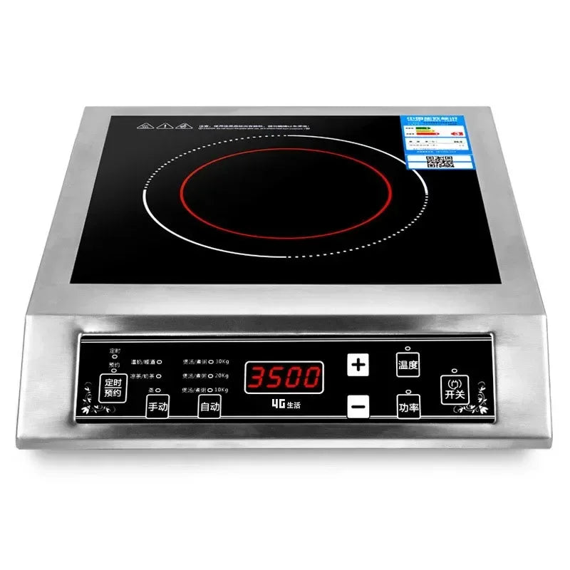3500W Home High Power Induction Cooker Commercial Flat Desktop Button Stainless Steel Soup Stir-fry Flat Bottom Induction Cooker
