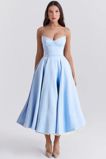 2026 Spring/summer High End Satin Strapless Heavy Industry French Waist Strap Sexy Hot Girl Medium Long Dress Women Elegant
