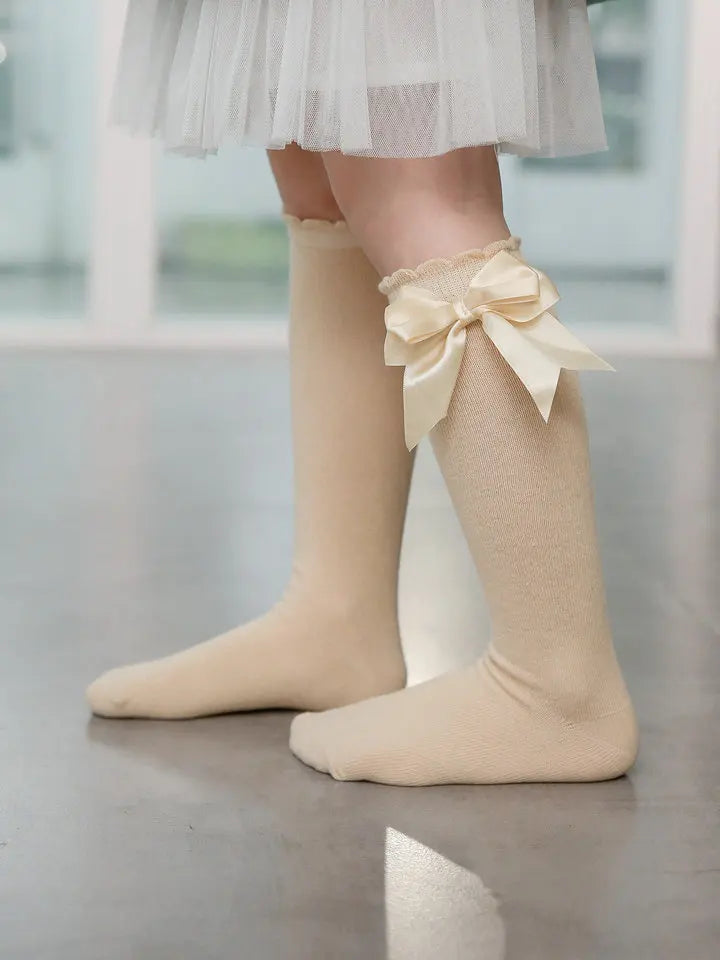 Winter Autumn Kids Knee High Socks Baby Girls Cotton Socks Big Bow Soft Toddlers Princess Children Long Socken For 0-5Years