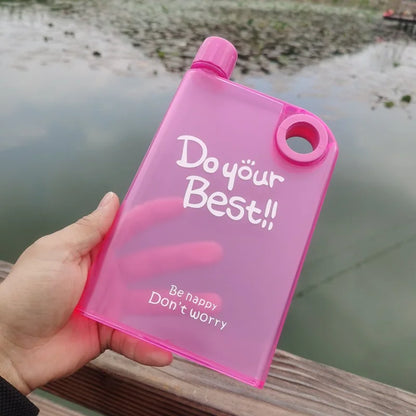 380ML Transparent Flat Water Bottle Plastic Travel Bicycle Drinking Cup Reusable Portable Water Bottle