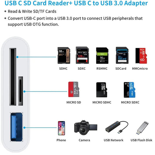 Type C Adapter TF SD Memory Card Reader OTG Writer Compact Flash USB-C for IPad Pro Huawei Macbook Samsung Xiaomi Cardreader by PDG ibma