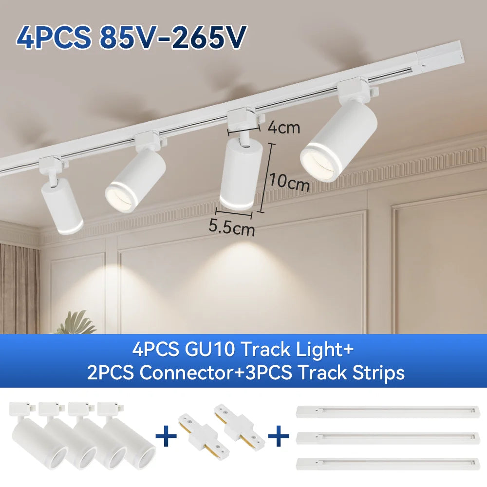 Led Track Light GU10 Spotlight 110V 220V Track Pendant Indoor for Home Decor Kitchen Bedroom Ceiling Lamp Fixture Track Lighting