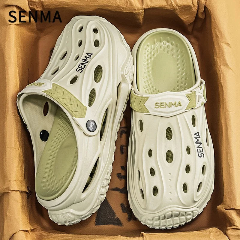 SENMA Summer Men's Thick Bottom Sandals Casual Non-Slip Beach Shoes Comfortable High Elastic EVA Material Men Shoes for Driving