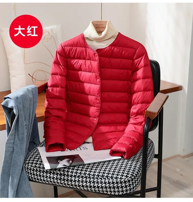 Light Down Coat Spring Autumn Warm Women White Duck Down Slim Jackets Female Fashion Ultra Lightweight Packable Puffer Coats
