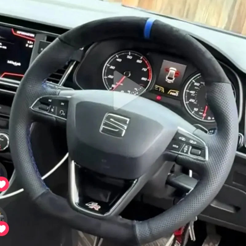 DIY copper stripe suede Car Steering Wheel Cover for Seat Leon FR CUPRA Ibiza Alhambra Line Arona Ateca Toledo 2014-2020 by PDG ibma