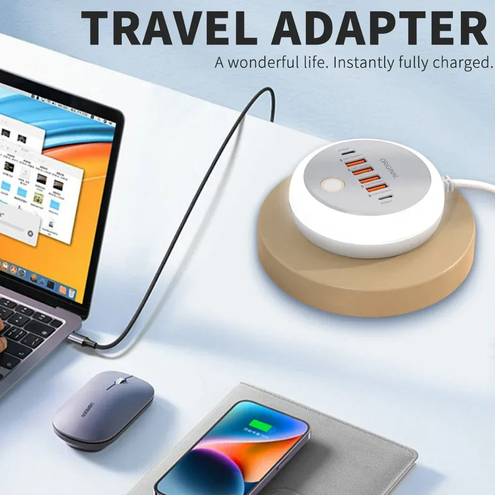 Multi Ports Charger PD 50W USB Type C Mobile Phone Power Adapter For iPhone Xiaomi Huawei Samsung USB Quick Charging Power Strip