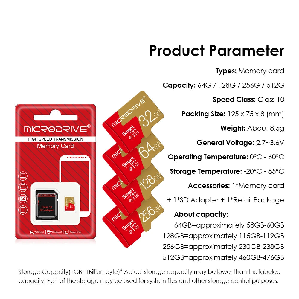 Memory Card 128gb 256gb Class 10 Micro tf SD Card 32gb 16gb 8GB 4GB Flash Cards  mini sd TF card mini sd card with card reader