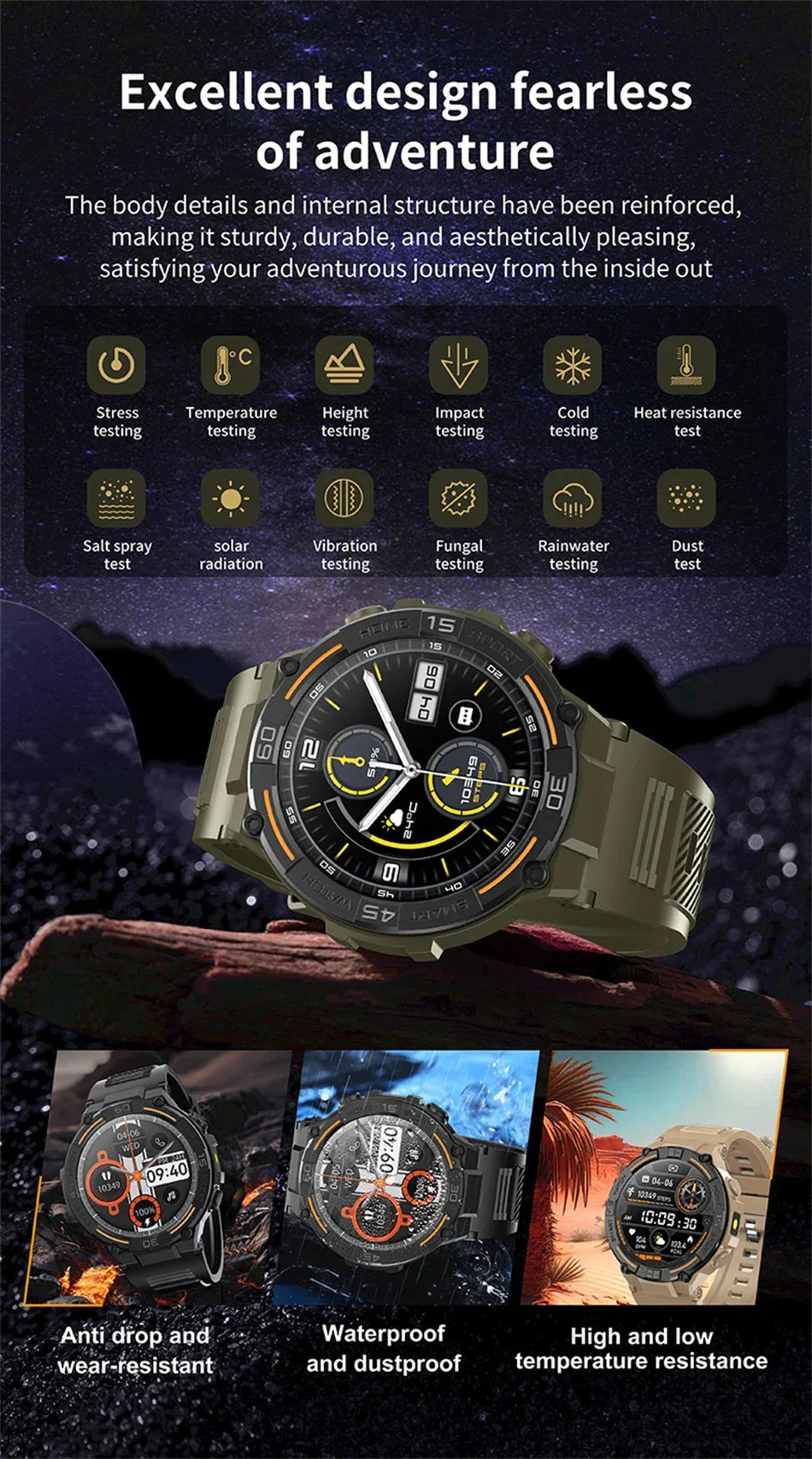 2025 New Sport Smart Watch Men 360*360 HD Screen Flashlight Health Monitoring IP68 Waterproof Heart Rate BT Call Smartwatch Man
