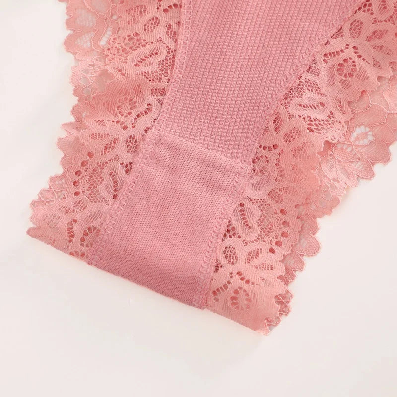 4Pcs/Set Seamless Cotton Brazilian Pants For Women Elastic High Waist Breathable Underpants Ladies Lace Panties Sexy Lingerie