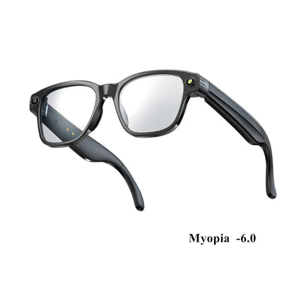 Lunettes vidéo intelligentes pour myopie, stabilisées, enregistrement vidéo, transmission Wi-Fi et Bluetooth, reconnaissance d'objets.
