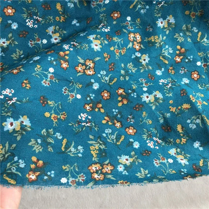 145cm Wide Printed Cotton and Linen Fabric Small Floral Patterns Retro Shirt Dress DIY Clothing Sewing Fabric 90% Cotton Content