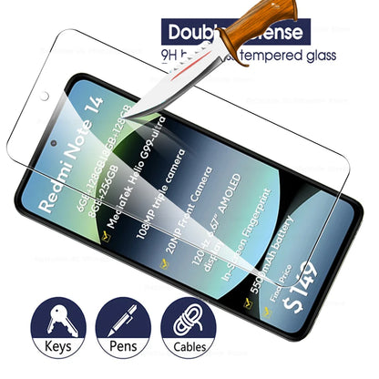 4-1Pcs 9H Premium Protective Glass For Xiaomi Redmi Note 14 4G 5G Global Screen Protector Redmy Note14 Note 14 RedmiNote14 Films