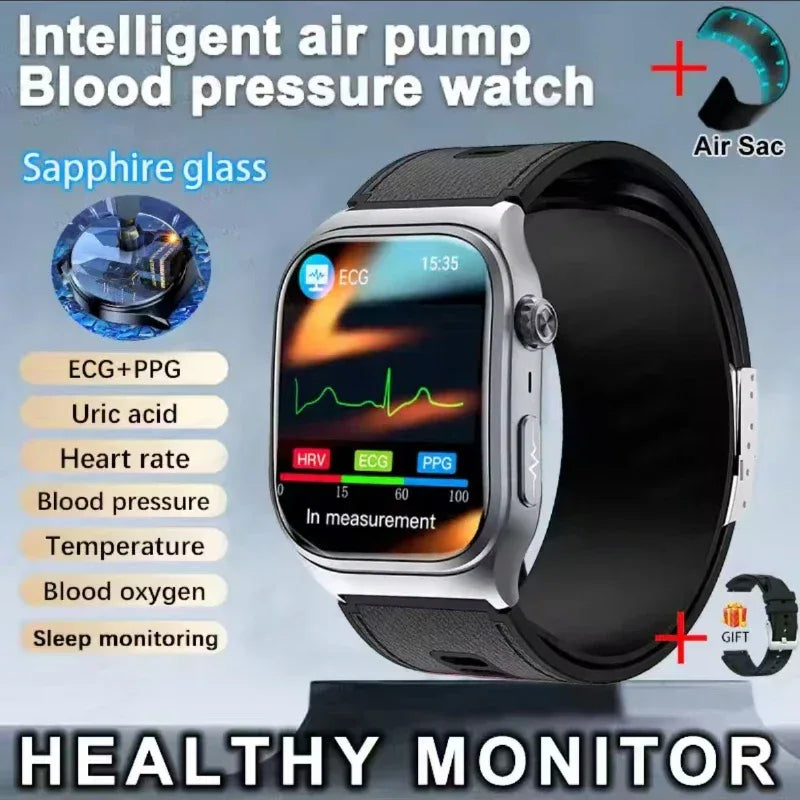Sapphire Glass Air Pump Airbag Test Three High Smart Watches Men ECG Heart Rate Blood Pressure Health Tracker NFC Smartwatch