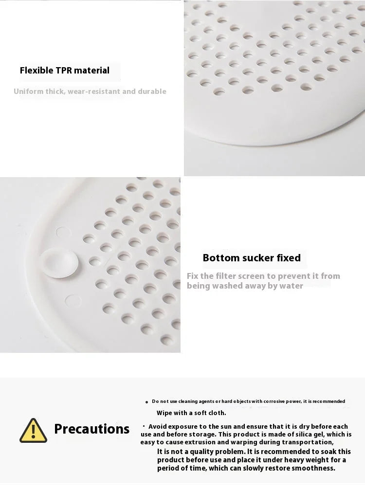 Sewer with Suction Cup, Floor Drain Mat, Kitchen, Bathroom, Anti Clogging Hair Filter