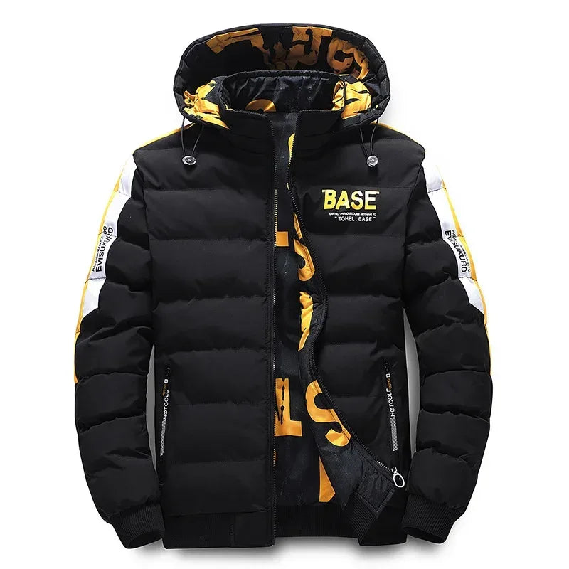 Men Autumn Winter Cotton Jacket Warm Comfortable Padded Thickened Down Jacket 2024 New Double-Sided Clothes Removable Cap M-5XL