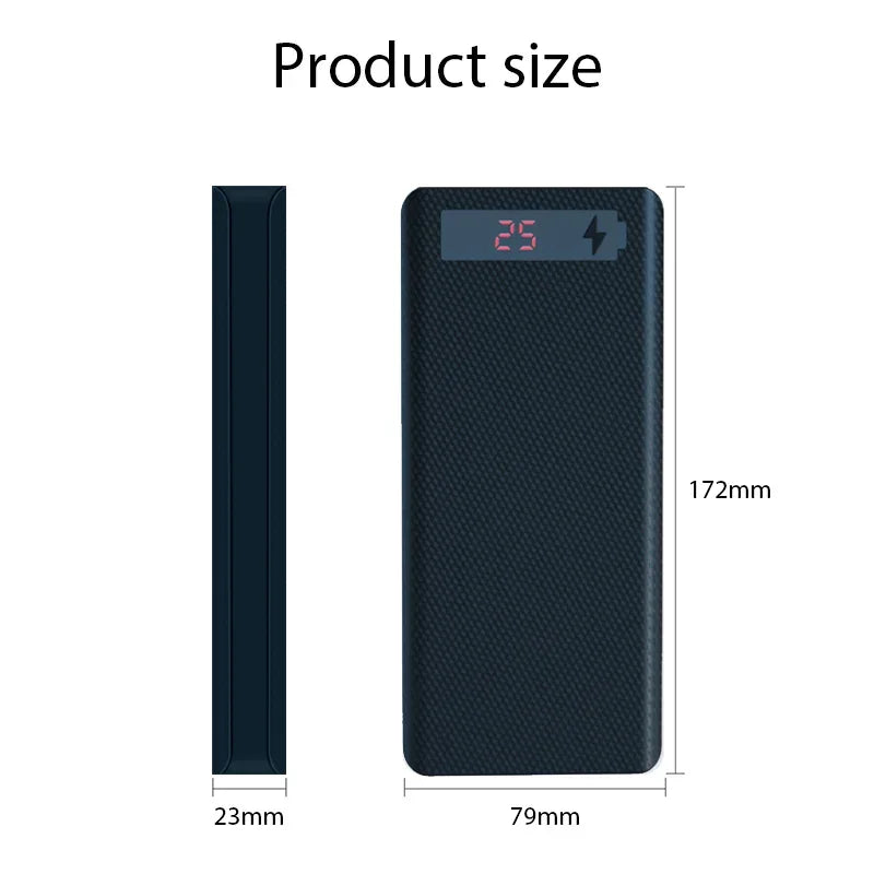 20000mAh 5V PowerBank Shell With 2 USB 1 Type C 1 Micro USB Charge Support 8 Battery 18650 model Storage Box Detachable Cases