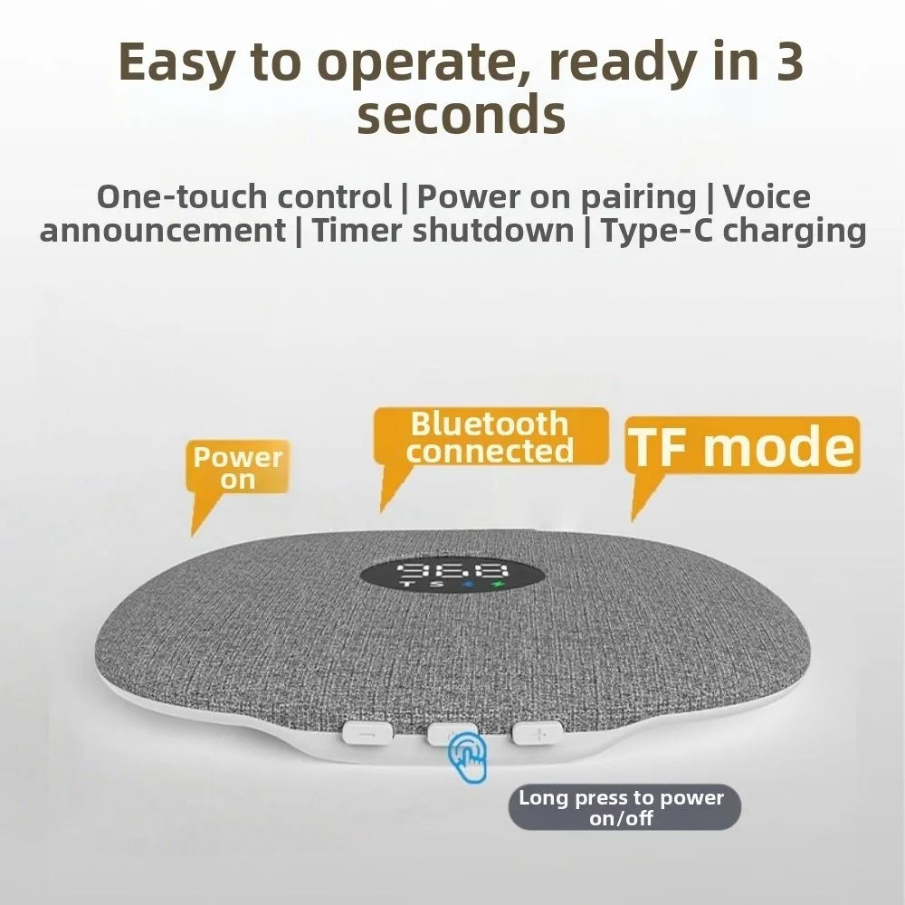 Bluetooth 5.4 Under Pillow Bluetooth Speaker Sleep Aid Bone Conduction Sound Machine TF Card Support Ultra-Thin