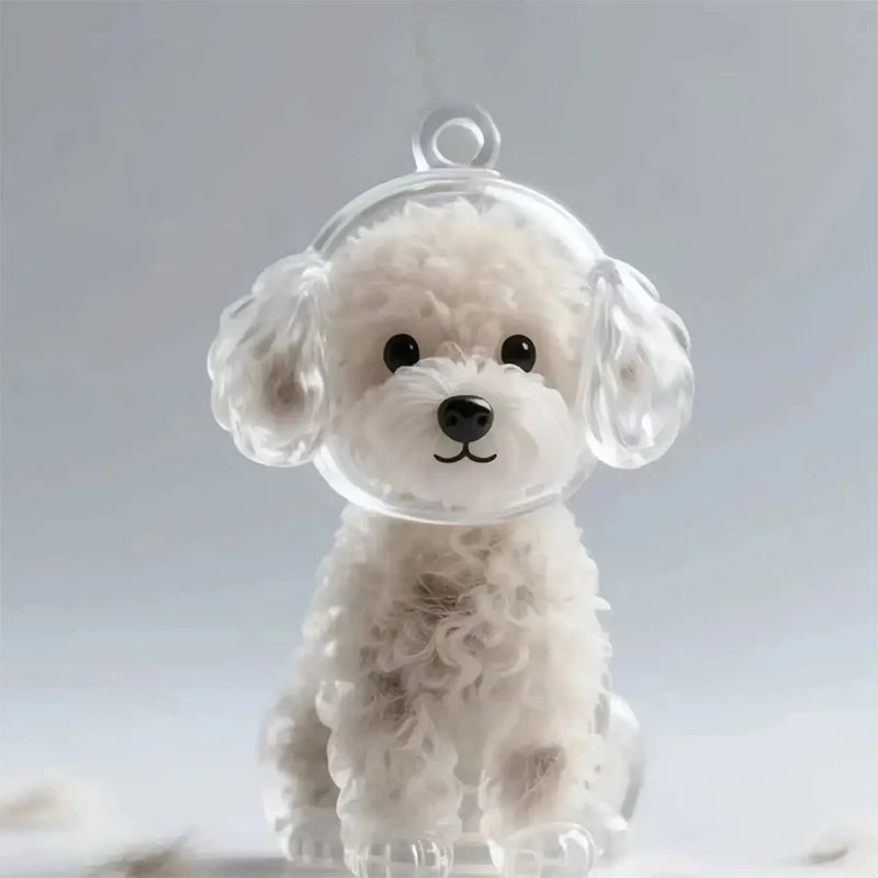 Cute Clear Puppy Hair Memorial DIY Pendant Keychain Decor Keepsake Capsule Pet's Dog Fur Container Pet Lovers Home Display Gifts