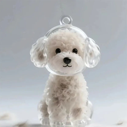 Cute Clear Puppy Hair Memorial DIY Pendant Keychain Decor Keepsake Capsule Pet's Dog Fur Container Pet Lovers Home Display Gifts