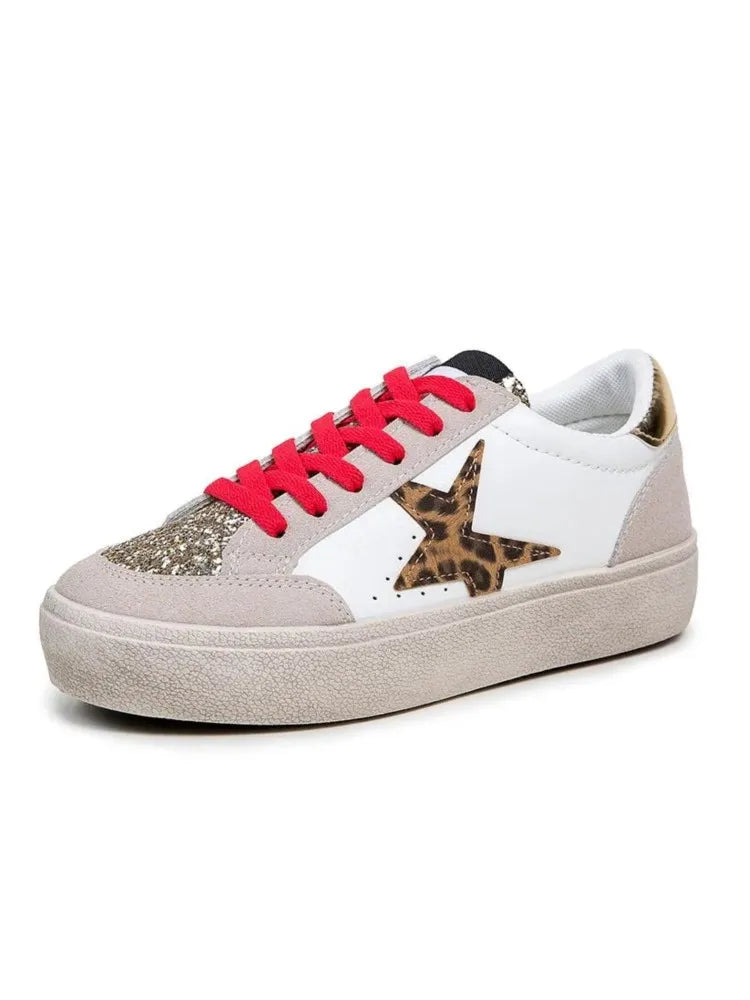 Kalsooni 2024 Autumn New Lightweight Sneakers Non-slip SoftThick Sole Casual Shoes for Women Sequins Star Patchwork Shoes