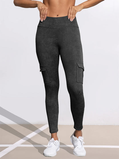 1/3 PCS Washed Print Work Pocket Women Leggings Elastic Butt Lifting Fitness Tights 2025 New Athletic Pants Fashion Streetwear