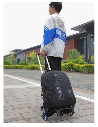 School Rolling backpack bag School Bags with wheels Student wheeled Backpacks for boys Children School Trolley Bag Waterproof