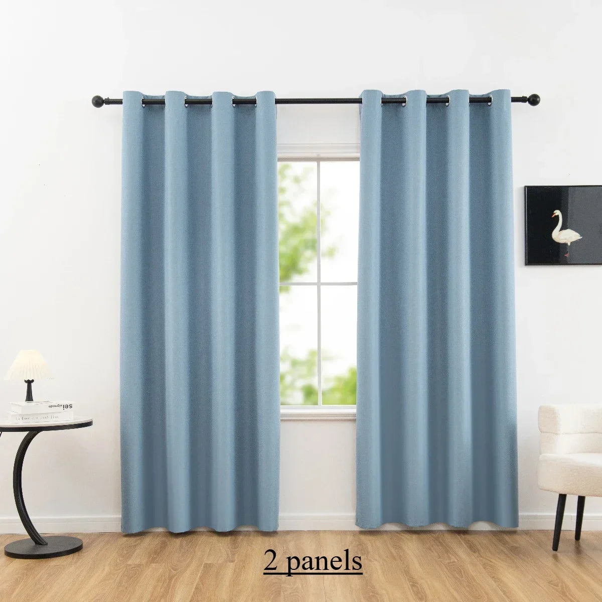 2pcs Solid 100% Blackout Curtain - Curtains for Bedroom and Living Room - UV Protection, Easy Sliding, and Stylish Design