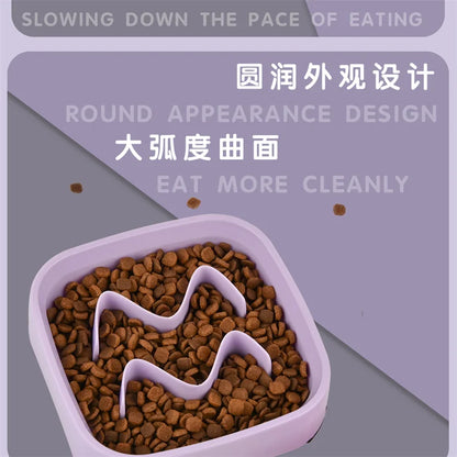 Pet Supplies Color Slow Feeder Cat Bowl Anti-choking Plastic Dog Puzzle Food Bowl, Dog Water Basin For Anxiety Relief