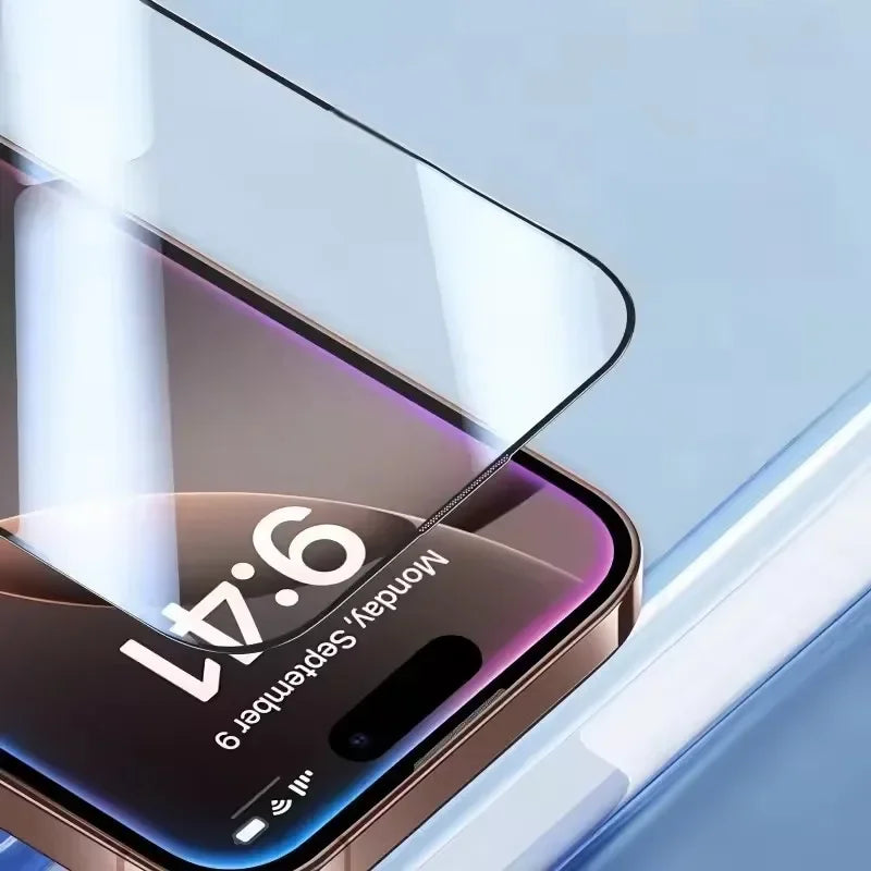 4Pcs 9D Oleophobic Dust Free Easy Installation Screen Protector For iPhone 16 15 14 13 12 11 17 Pro Max XR X XS MAX 8 Plus Glass