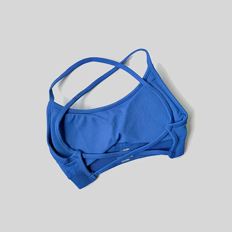 Sexy Backless Impact Strappy Bra Top Women High Support Thin Sport Seamless Bras Scrunch Sports Workout Fitness Tank