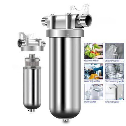 Whole House Well Water Filter for Household, 304 Stainless Steel Pre Filter with High Flow & Backwashing Function