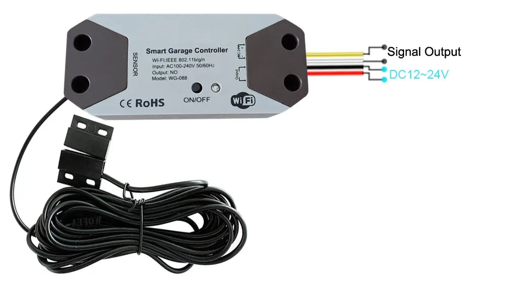 Wofea WiFi Smart Garage Door Opener Controller DC12/DC24V Works with Alexa Google Home 2.4G APP No Gateway Required